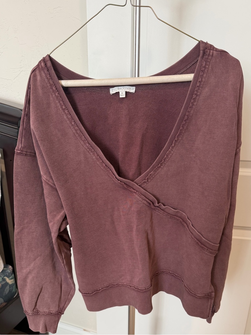 Z Supply Washed Plum V-Neck Pullover Sweater